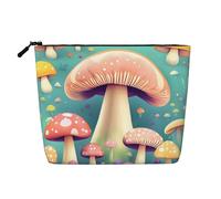 Water-Resistant Linen-Look Pretty Little Mushrooms Makeup Bag - Lightweight Travel Organiser Pouch, Zipped Cosmetic Case