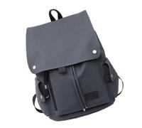 Water Resistant Motorcycle Styles Large Capacity Student Backpack PU Leather Flap Drawstring School Shoulder Book Bag Outdoor Activity Backpack
