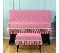 Water-Resistant Piano Cover with Elegant Trim, Lint-Free Microfiber Cloth for Upright Pianos, Stage and Studio Use, Dust-Proof Protective Cover,Style-10,Double Stool Set