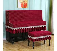 Water-Resistant Piano Cover with Elegant Trim, Lint-Free Microfiber Cloth for Upright Pianos, Stage and Studio Use, Dust-Proof Protective Cover,Style-16,Single Stool Set