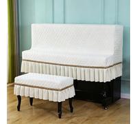Water-Resistant Piano Cover with Elegant Trim, Lint-Free Microfiber Cloth for Upright Pianos, Stage and Studio Use, Dust-Proof Protective Cover,Style-4,Single Stool Set
