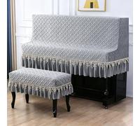 Water-Resistant Piano Cover with Elegant Trim, Lint-Free Microfiber Cloth for Upright Pianos, Stage and Studio Use, Dust-Proof Protective Cover,Style-7,Double Stool Set