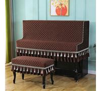 Water-Resistant Piano Cover with Elegant Trim, Lint-Free Microfiber Cloth for Upright Pianos, Stage and Studio Use, Dust-Proof Protective Cover,Style-9,Single Stool Set