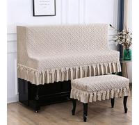 Water-Resistant Piano Cover with Elegant Trim, Lint-Free Microfiber Cloth for Upright Pianos, Stage and Studio Use, Dust-Proof Protective Cover,Style-6,Double Stool Set