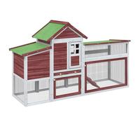 Water-Resistant Roof Chicken Pen with Nesting Box, Chicken Coop Mocha 186.5x58.5x113 cm, Solid Pine Wood House for Small Animals