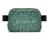 Water Resistant Square Waist Bag for Men Women | All Over Formulas Shapes Theory Math Lesson Word Printed Crossbody Fanny Pack with Adjustable Strap | Lightweight Sling Bag for Travel Running Hiking