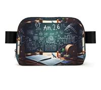 Water Resistant Square Waist Bag for Men Women | All Over Formulas Shapes Theory Math Lesson Word Printed Crossbody Fanny Pack with Adjustable Strap | Lightweight Sling Bag for Travel Running Hiking