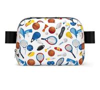 Water Resistant Square Waist Bag for Men Women | All Over Hockey Elements Creative Patterned Printed Crossbody Fanny Pack with Adjustable Strap | Lightweight Sling Bag for Travel Running Hiking