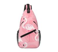 Water Resistant Summer Flamingo Palm Leaves Printed Sling Crossbody Bag