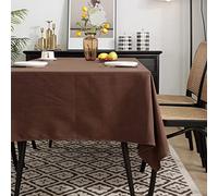 Water Resistant Tablecloth - Spill Proof Wipeable Cotton & Linen Heat Resistant Cover for Home Decor Family Parties Kitchen & Outdoor Use (130x180cm Brown)
