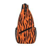 Water Resistant Tiger Stripes Orange Pattern Printed Sling Crossbody Bag