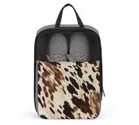 Water Resistant Travel Shoe Bags- Cow Printed Printed Shoe Carrier Storage Cube Pouch with Zipper & Handle - Portable Shoe Bag