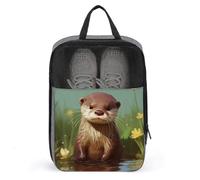 Water Resistant Travel Shoe Bags- Cute Otter_77854766 Printed Shoe Carrier Storage Cube Pouch with Zipper & Handle - Portable Shoe Bag