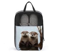 Water Resistant Travel Shoe Bags- Cute Otter Printed Shoe Carrier Storage Cube Pouch with Zipper & Handle - Portable Shoe Bag