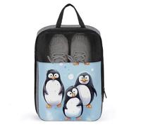 Water Resistant Travel Shoe Bags- Cute Penguins Printed Shoe Carrier Storage Cube Pouch with Zipper & Handle - Portable Shoe Bag