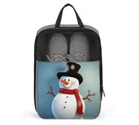 Water Resistant Travel Shoe Bags- Cute Snowman Printed Shoe Carrier Storage Cube Pouch with Zipper & Handle - Portable Shoe Bag