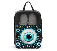Water Resistant Travel Shoe Bags- Evil Eyes Printed Shoe Carrier Storage Cube Pouch with Zipper & Handle - Portable Shoe Bag