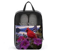 Water Resistant Travel Shoe Bags- Purple Morning Glory Printed Shoe Carrier Storage Cube Pouch with Zipper & Handle - Portable Shoe Bag