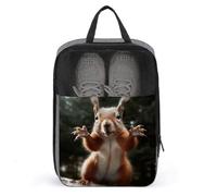 Water Resistant Travel Shoe Bags- Squirrel Funny Animal1 Printed Shoe Carrier Storage Cube Pouch with Zipper & Handle - Portable Shoe Bag