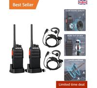 Retevis RT24 Walkie Talkie PMR446 License-free Professional Two Way Radio 16 Channels Walkie Talkies Scan TOT with USB Charger and Earpieces,Adults (Black, 1 Pair)
