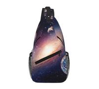 Water Resistant Universe Galaxy Outer Space Printed Sling Crossbody Bag