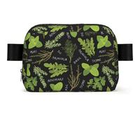 Water Resistant Waist Bag, Basil Thyme Dill & Rosemary Print Adjustable Cross Body Chest Sling Bag for Travel Running Cycling