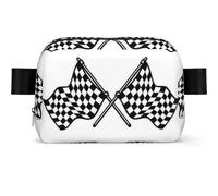 Water Resistant Waist Bag, Checkered Flags Race Flag Print Adjustable Cross Body Chest Sling Bag for Travel Running Cycling