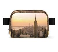 Water Resistant Waist Bag, Empire State Building Print Adjustable Cross Body Chest Sling Bag for Travel Running Cycling