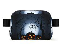 Water Resistant Waist Bag, Halloween with Pumpkins Print Adjustable Cross Body Chest Sling Bag for Travel Running Cycling