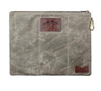 Water Resistant Zipper Document Holder, Fits Manila Folder, Rustic Large Waxed Canvas Pouch with Full Grain Leather, Inner Pockets, Carabiner, Hold Your Books, A4 Handouts, Travel Accessories. Olive.