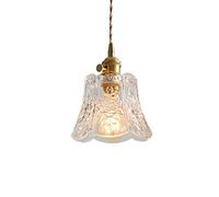 Water Ripple Design Cone Shape Glass Round Ball Pendant Light Fixture Wood Lamp Holder Hanging Ceiling Lamp Adjustable Cord Three Colors Optional Barber Shop Cafe Restaurant Indoor Chaner (a 7.9in)