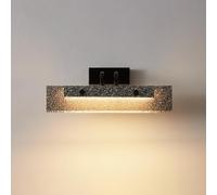 Water Ripple Glass Wall Lamp LED Bathroom Vanity Light Modern Black Metal Wall Sconce Long Strip Wall Lamp for Bathroom Mirror Bedroom Hallway Living Room