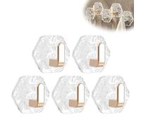 Water Ripple Hexagonal Self Adhesive Hooks, Modern Hexagon Shape Adhesive Hook Acrylic Drill No Wall Hooks,Clear,Heavy Duty