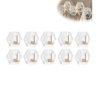 Water Ripple Hexagonal Self Adhesive Hooks, Modern Hexagon Shape Adhesive Hook Duty Drill Hooks,Clear Acrylic No Wall,Heavy
