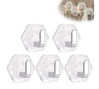 Water Ripple Hexagonal Self Adhesive Hooks, Modern Hexagon Shape Adhesive Hook,Heavy Drill Duty Hooks,Clear Acrylic No Wall