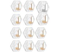 Water Ripple Hexagonal Self Adhesive Hooks, No Drill Bathroom Kitchen Adhesive Wall Hook, Decorative Glacier Ripple Towel Key Hanger, 10 Pack (Gold)