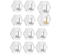 Water Ripple Hexagonal Self Adhesive Hooks, No Drill Bathroom Kitchen Adhesive Wall Hook, Decorative Glacier Ripple Towel Key Hanger, 10 Pack (Silver)
