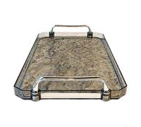 Water Ripple Luxury Plastic Storage Tray 35cm/45cm Transparent Grey Elegant Organizer for Bathroom Cosmetics, Jewelry, Dessert Serving and Home Decor(Large)