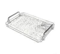 Water Ripple Storage Tray with Handle, Transparent Rectangular Serving Platter for Tea Cups, Snacks, Fruits, and Decor, Easy-Clean Plastic Organizer for Home Kitchen Bar, Silver (35x25cm)(Large)