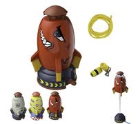 Water Rockets Sprinkler Toy For Kids, Cartoon Space Rocket Ship Sprinkler, 360 Degree Rotation Sprayer Toys, Water Pressure Control Flight Altitude, Outdoor Waters Hose Toys For Girls Boys(C)