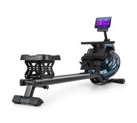 Water Rowing Machine Cardio Exercise Home Gym 6 Levels LCD Display Steel Black