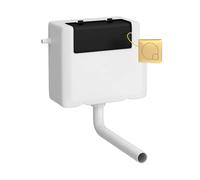 Balterley Universal Water Saving Dual Flush Side Inlet & Square Flush Plate - Brushed Brass/White