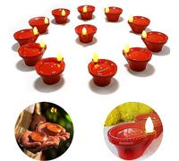 Water Sensor Electric LED Diyas Set of 12 Plastic Flameless & Smokeles Diwali Light Diya Warm Ambient Tea Ligth Candles for New Year,Festival,Christmas,Home Decoration (Water Sensor LED Diyas 12)