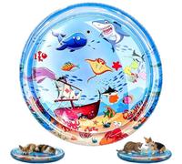 Water Sensor Play Mat, Cooling Interactive Sensory Ocean Toy, Indestructible Hunting Instinct Stimulator, Hands-Free Self-Entertainment Toy for Active Indoor Paws (100cm x 100cm)