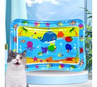 Water Sensory Playmat with Fish Water Sensor Play Mat for Cats | Sensory Water Play Mat with Fish; Tummy Time Water Play Mat; Interactive PVC Toy for Bored Indoor Cats; 65cm Round; DIY