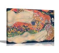 Water Serpents by Gustav Klimt Canvas Wall Art Prints Abstract Pictures Framed Home Office Decoration 76 x 50cm (30 x 20 inches)
