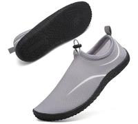 Water Shoes Beach Shoes Swim Swimming Aqua Socks Barefoot for Sea Pool Quick Dry Lightweight Breathable Adjustble Surf Dive Women Men(Drawstring line Grey 36 EU/3.5 UK)