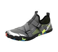 Water Shoes for Men Beach Shoes Quick-Dry Walking Sneakers Comfortable Barefoot Shoe Adjustable Strap Swim Aqua Shoe Non-Slip Breathable Sneakers for Beach Surfing Driving Pool Yoga A Grey