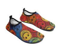Water Shoes for Women Men Barefoot Water Sports Shoes Colorful Smiley Face Aqua Socks Quick-Dry Beach Shoes, Colorful Smiley Face, 12 Women/12 Men