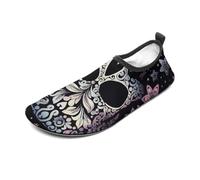 Water Shoes for Women Men Quick-Dry Aqua Socks Swim Pool Barefoot Shoes Cool Skull Beach Shoes, Color-6, 8 Women/8 Men